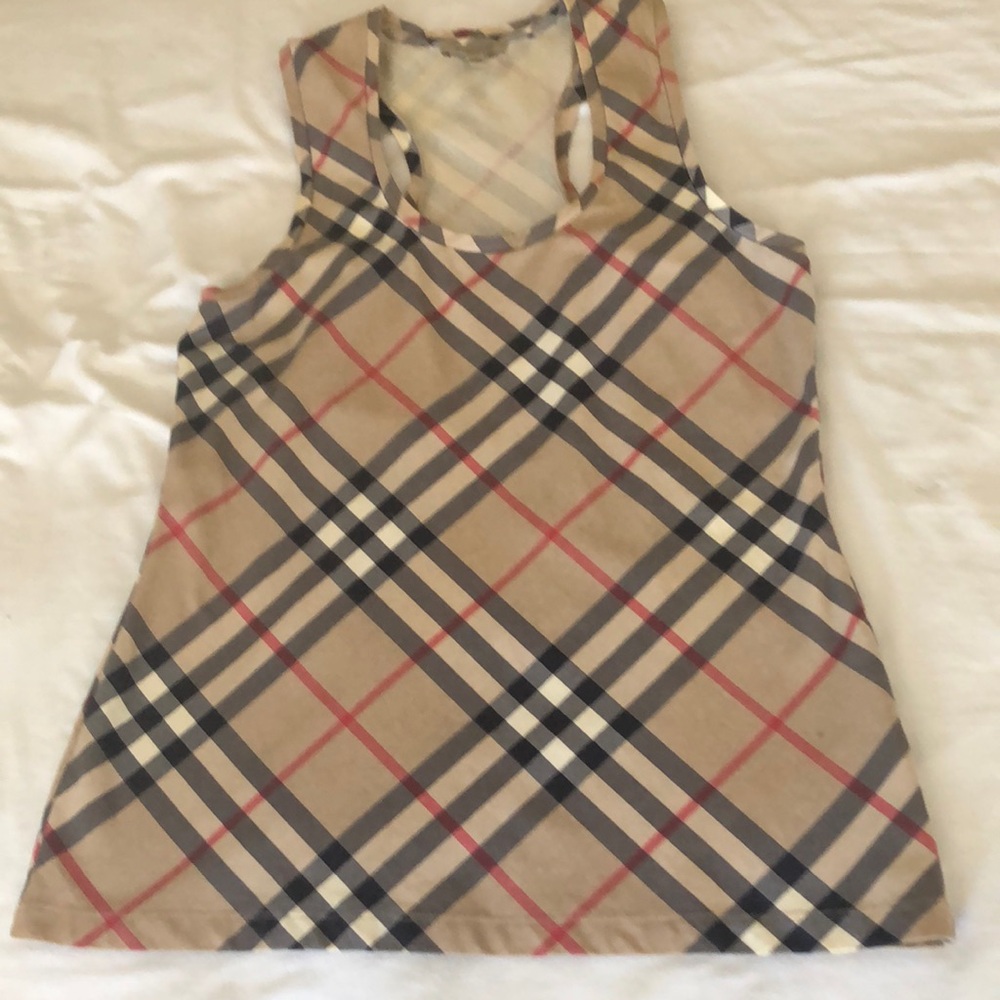 Burberry Tan and Red Plaid Tank Top